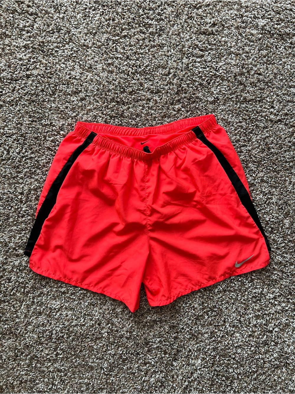 Nike Men’s Red Orange Athletic Shorts with Black Trim